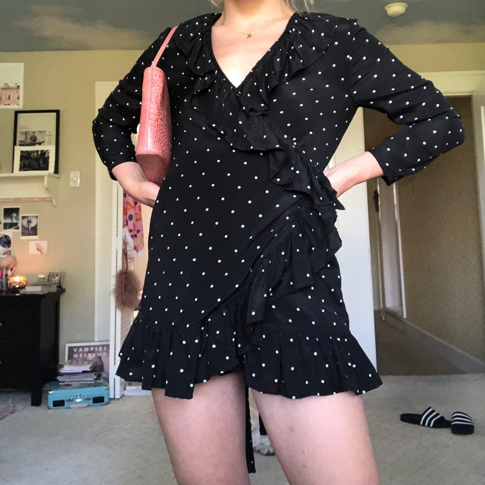 Cloud Hunter Co. Polka Dot Mini Wrap Dress